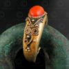 Gold and coral ring R289C. Central Asia culture.