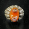 Banded agate and silver ring R288K. Central Asia and Afghan culture.
