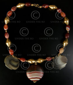 Necklace with banded agathes and gold 561