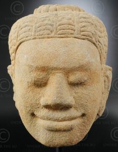 Ancient Khmer head KM83E. Angkor period, Cambodia.