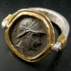 Bactrian coin ring R273. Bactrian period silver drachm of King Eucratides I.