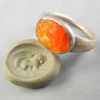 Cornelian seal and silver ring R285. Central Asia culture.