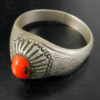 Bague corail rouge et argent R282A. Culture Asie centrale.