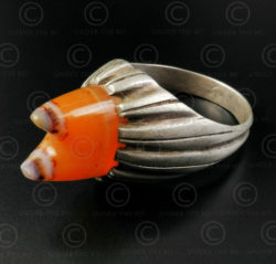 Banded agate and silver ring R288K. Central Asia and Afghan culture.