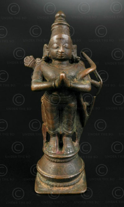 Bharat debout bronze 16P40. Tamil Nadu, Inde du sud.