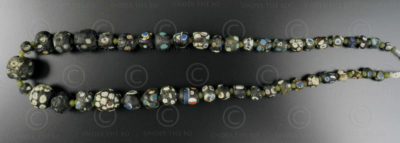 Black Gabri glass beads 13SH44B. Afghanistan.
