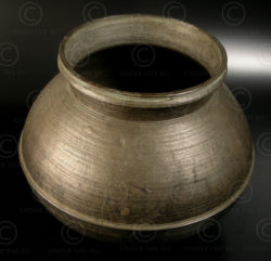 Spherical bronze pot for Hindu temple cooking. Kerala state, Southern India.