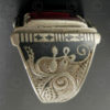 Garnet and Bukhara silver ring R282B. Bukhara style, Central Asian culture.