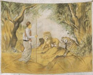 Burmese theater hanging BU116. Mandalay area, Northern Burma.