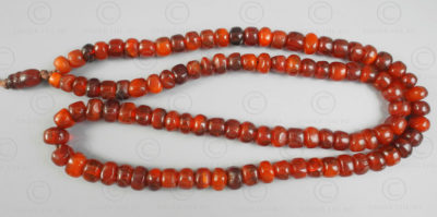 Burmite red amber prayer beads BD229. India, amber originally from northern Burm