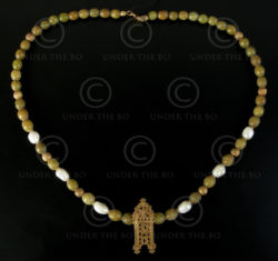 Collier avec jade tibétain, or et perles No.572,