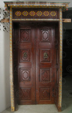 Colonial door H23-02 Partly painted teakwood. 19th century. South India