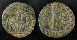 Gandhara tetradrachm coin C314. Indo-Parthian (Saka) culture, Gandhara kingdom.