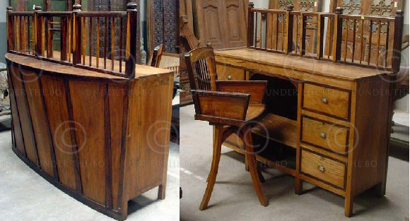 Counter and armchair H31-00 Satinwood and rosewood. India