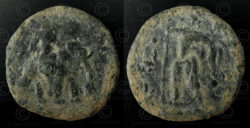 Kushan bronze coin C205A. Kushan Empire.