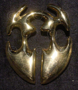 Solid brass belt buckle FB8a. traditional Igorot earring, The Philippines.