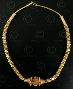 Indian gold necklace 611. Toda tribal style, South India.