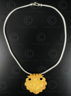 Indian gold pendant on silver chain 617. India.