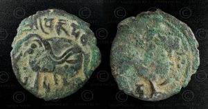 Shahi bronze coins C71-72. Hindu Shahi kings of Kabul and Gandhara, Afghanistan.