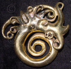 Solid brass buckle FB9. After a traditional Kayan Dayak earring, Borneo.