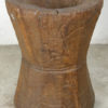 Side table H19B-98. Teakwood curry pounder with glass top. India.