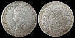 English silver rupee C190B. India, 1919.