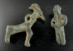 Luristan ibex and human pendants AFG94. Luristan region of Western Iran.