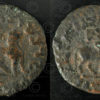 Monnaie Indo-Scythe bronze C257. Héxa-chalkon en alliage de cuivre représentant