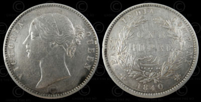 Monnaie victorienne C185. Roupie d'argent. Règne de la Reine Victoria.