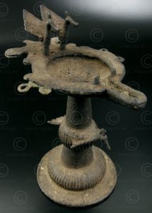 Nepal oil lamp NE43. Bronze peacocks. Terail, Nepal.