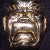 Solid  brass belt buckle FB13. style of colossal Olmec stone heads, Mexico