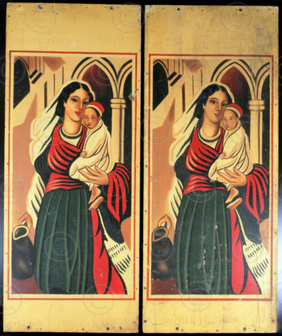 Indian paintings InP3. Pair of church panels, 1940s, Tamara de Lempika style