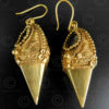 Indian gold earrings E214. Thrissur (formerly Trichur) area, Kerala state, South