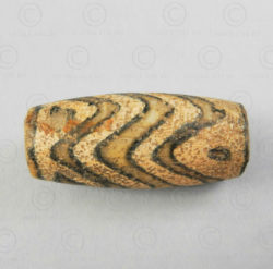 Pumtek tigre non-percée BD165. Perle en agate décorée en forme de baril allongé,