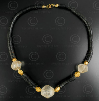 Rock crystal and coconut shell necklace 630. Designed by François Villaret.