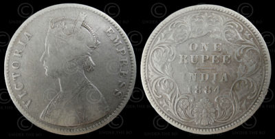 Roupie Victoria argent C188B. Inde, 1884.