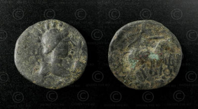 Kushan bronze coin C134A. Kushan Empire.