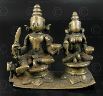 Bronze Khandobha et Mahalasa 16P19. Etat du Mahrashtra, Inde du sud.