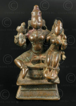 Statuette Vishnou et Lakshmi bronze 16P42. Tamil Nadu, Inde du sud.