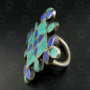 Turquoise lapis mosaic silver ring R244B. India.