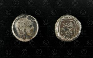 Unknown silver coin C316. Small silver coin depicting two different heads on bot