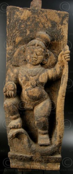 Wooden Krishna statue TC8. Element of a temple chariot, Tamil Nadu.