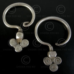 Yao silver earrings E127. China or Laos.