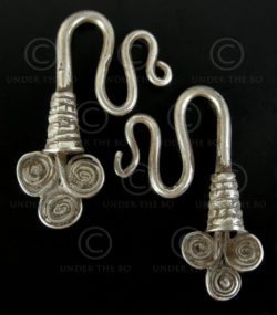 Yao silver earrings E126. China, Laos.