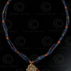 Collier afghan lapis 488A. Or, lapis lazuli, corail et turquoise. Afghanistan.