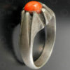 Coral and silver ring R283B. Central Asia and Afghan culture.