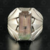 Tourmaline and silver ring R282E. Central Asian culture.