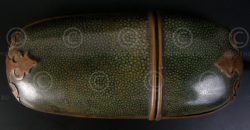 Glasses with case C48A. Wood, stingray leather, copper. China.