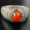 Red coral and silver ring R282A. Central Asia culture.