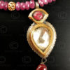 Necklace with rubies, gold beads and silver pendants 477